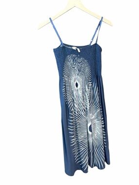 Shoreline Navy Blue White Sunburst Print Swim Coverup Dress One Size Fits Most